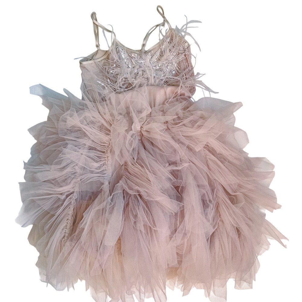 Tutu Du Monde Tulle Dress Girls Size 10-11 Pink Excellent Sequin Feather Tutu